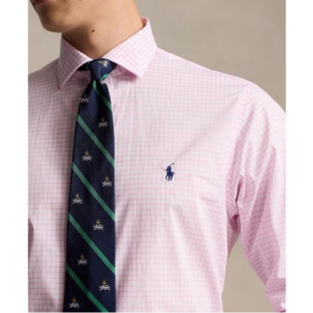 Polo Ralph Lauren Classic Fit Spread Collar Checked Poplin Dress Shirt